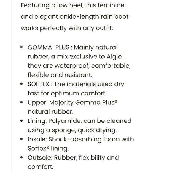 Aigle Miss Juliette Bottillon Red Rubber Rain Boots 10​​ - Picture 15 of 16